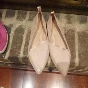 Asymmetrical Genuine Suede Leather Taryn Rose Light Pink Shimmer Felicity Point